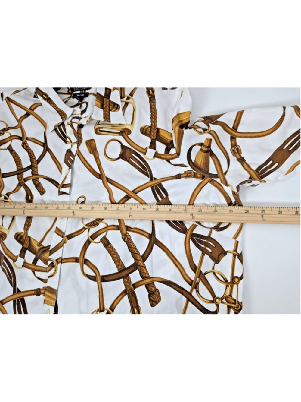 Lauren Ralph Lauren Blouse Shirt Equestrian 3X Gold Horse Bit Bridle Classic - Picture 6 of 7